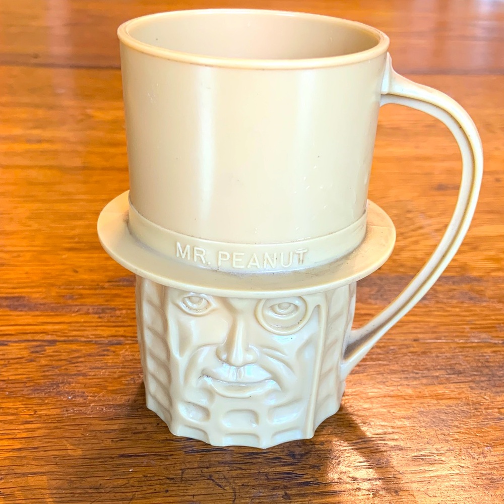 Vintage Mr. Peanut Plastic Mug 1950-1960s Advertising for Planters Peanuts